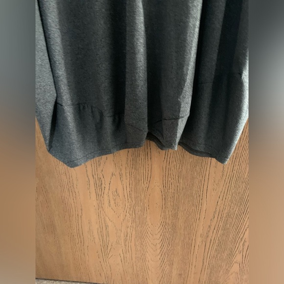 Plain V-Neck Elbow Length Grey Shirt - Picture 3 of 4